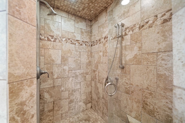 details with a tile shower