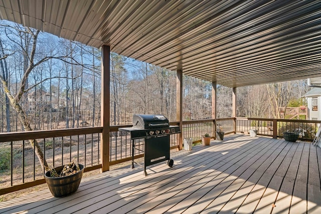 wooden deck featuring grilling area