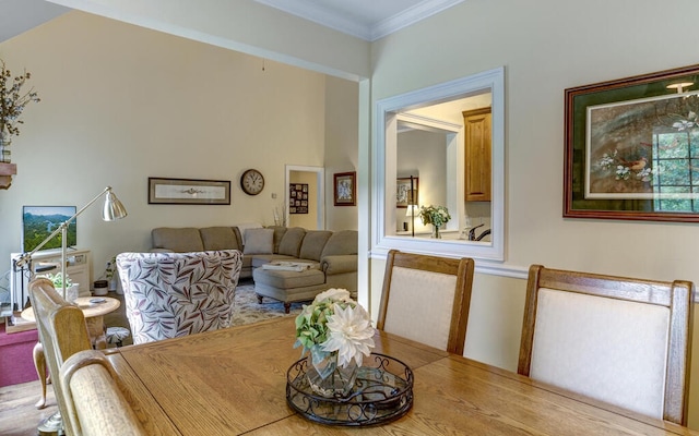 dining room with crown molding