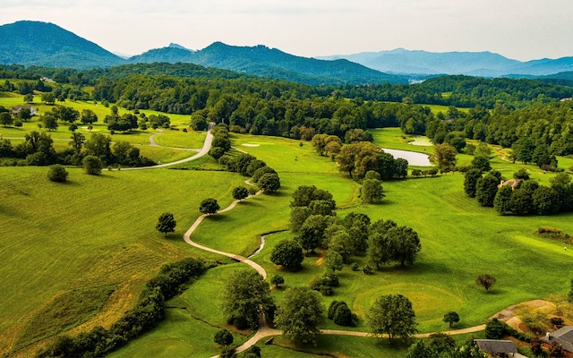 birds eye view of property featuring a water and mountain view