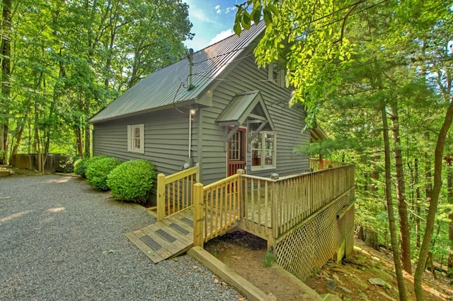 776 Mountain Oak Rd, Ellijay, GA 30536 - back of property with a metal roof and a wooden deck