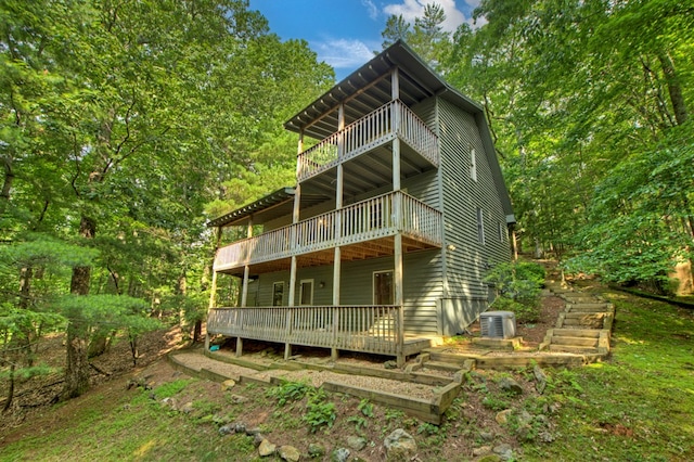 776 Mountain Oak Rd, Ellijay, GA 30536 - back of property featuring a balcony and a wooden deck