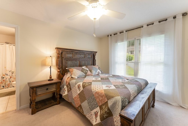 1537 Victoria Woods Dr, Hiawassee, GA 30546 - bedroom with carpet flooring, baseboards, a ceiling fan, and ensuite bath