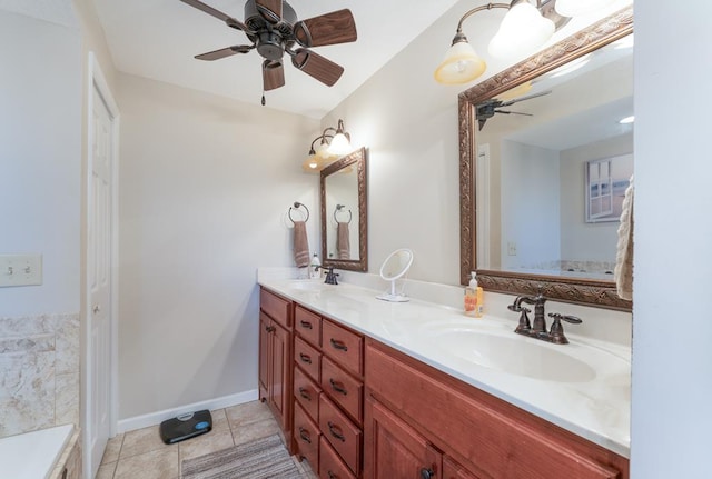 1537 Victoria Woods Dr, Hiawassee, GA 30546 - full bathroom with a ceiling fan, tile patterned floors, and double vanity