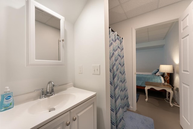 1537 Victoria Woods Dr, Hiawassee, GA 30546 - bathroom featuring vanity and a paneled ceiling