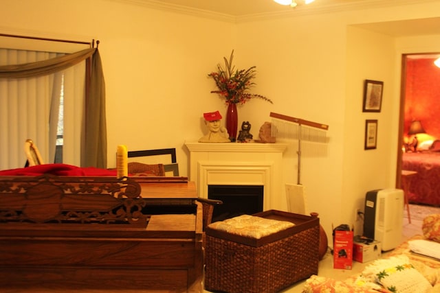 sitting room with ornamental molding