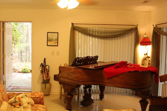 601 Sierra Cir, Murphy, NC 28906 - sitting room featuring ornamental molding, ceiling fan, and baseboards