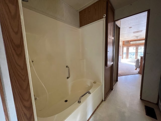 bathroom with tile patterned floors