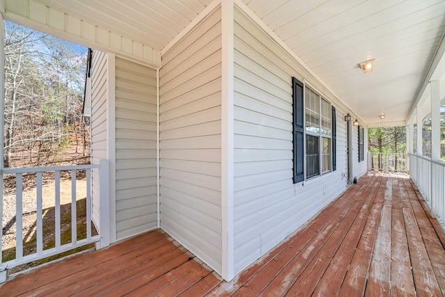 deck featuring a porch