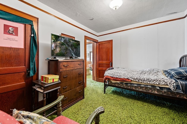 134 Church St, Copperhill, TN 37317 - bedroom featuring carpet, ornamental molding, and a textured ceiling