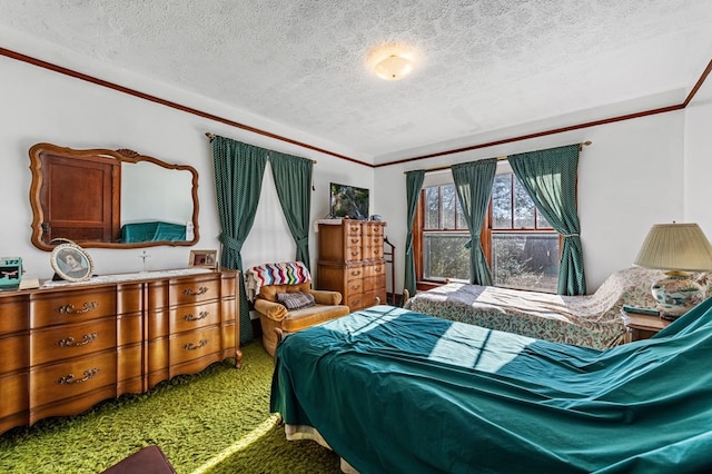 134 Church St, Copperhill, TN 37317 - carpeted bedroom with a textured ceiling and ornamental molding