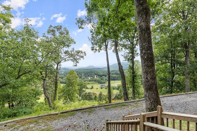 exterior space featuring a mountain view