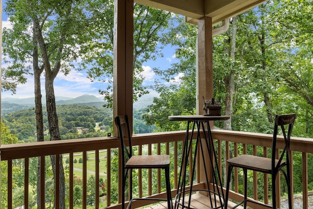 deck featuring a mountain view