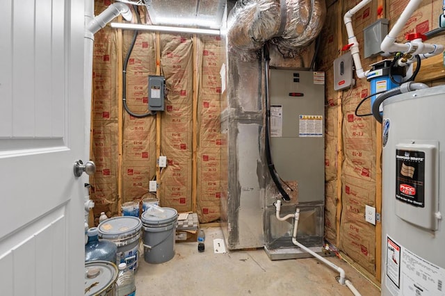 utility room with water heater