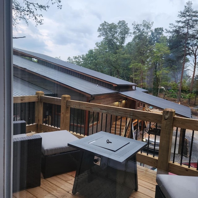 wooden terrace with central air condition unit