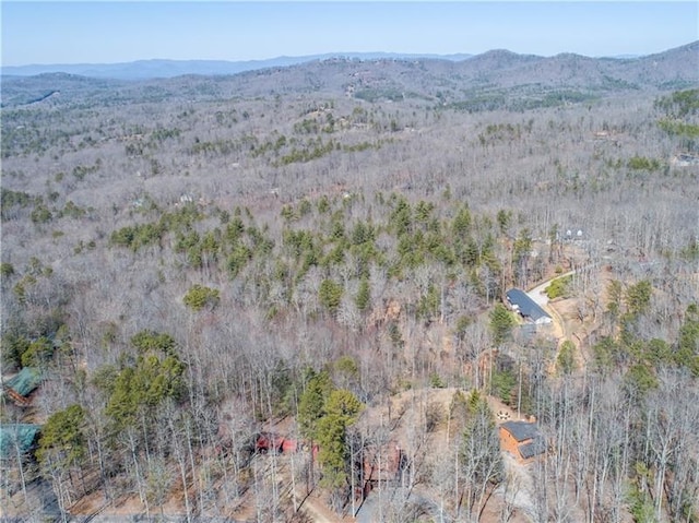 bird's eye view featuring a mountain view and a forest view