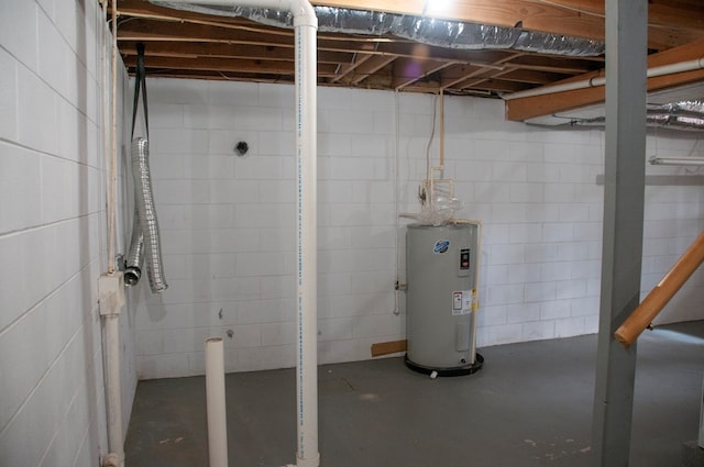 basement featuring water heater