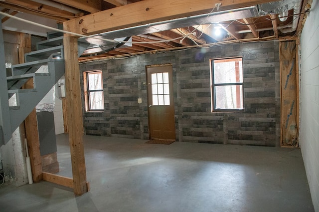 basement with plenty of natural light