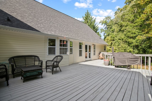 deck featuring grilling area