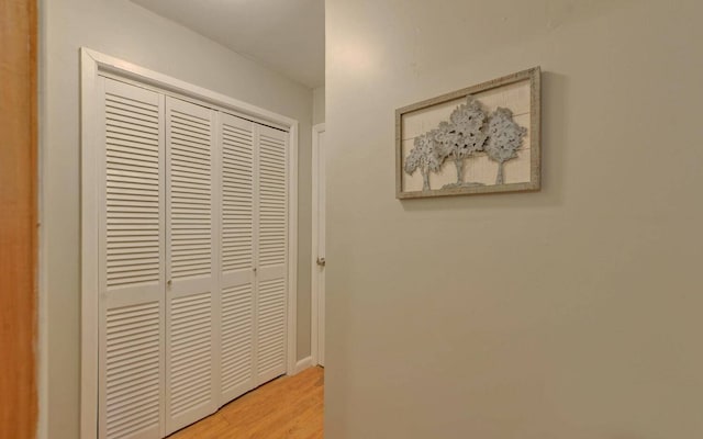 hall with light hardwood / wood-style floors