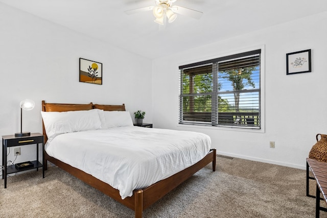 bedroom with carpet and ceiling fan