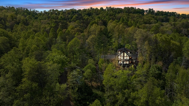 view of aerial view at dusk