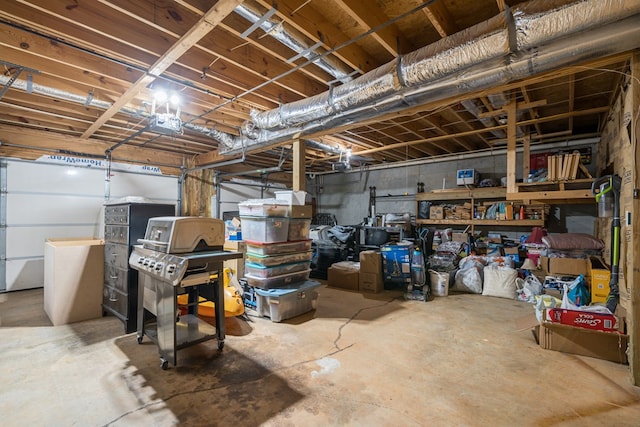 view of unfinished basement