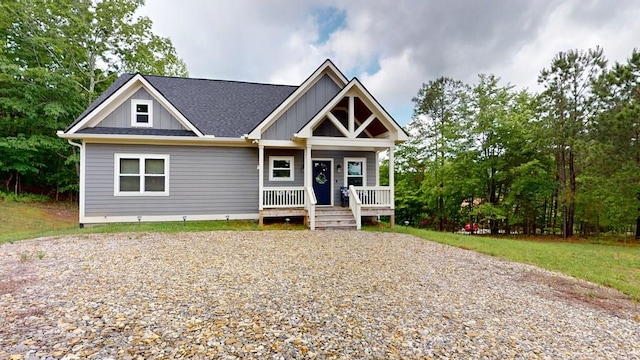 162 Barefoot Trl, Blairsville, GA 30512 - craftsman-style home with board and batten siding, a porch, and roof with shingles