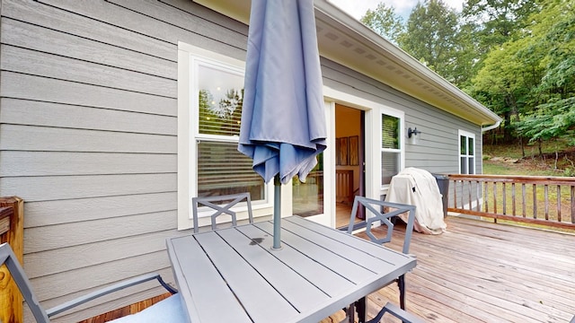 162 Barefoot Trl, Blairsville, GA 30512 - wooden deck with outdoor dining space