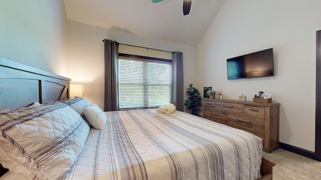 162 Barefoot Trl, Blairsville, GA 30512 - bedroom with carpet flooring, a ceiling fan, and high vaulted ceiling