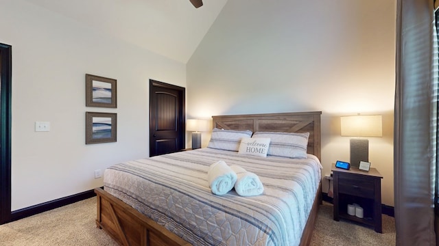 162 Barefoot Trl, Blairsville, GA 30512 - carpeted bedroom featuring lofted ceiling, baseboards, and ceiling fan