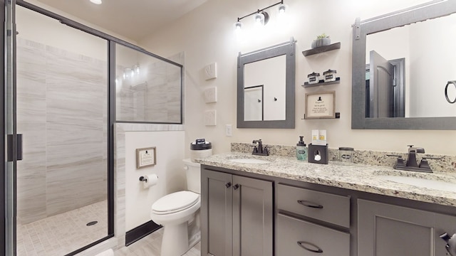 162 Barefoot Trl, Blairsville, GA 30512 - full bathroom with a stall shower, toilet, and double vanity