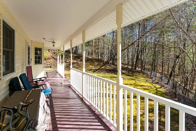 wooden deck with covered porch