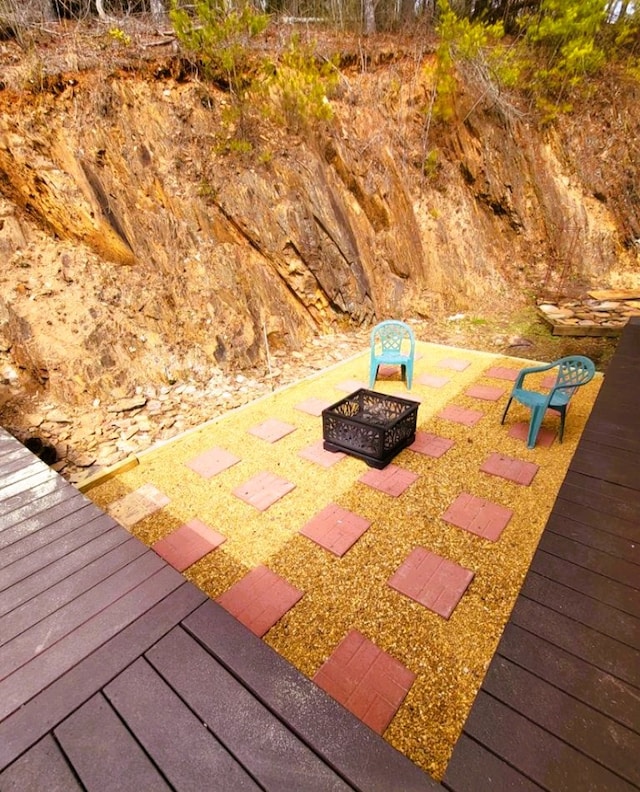 exterior space featuring a fire pit