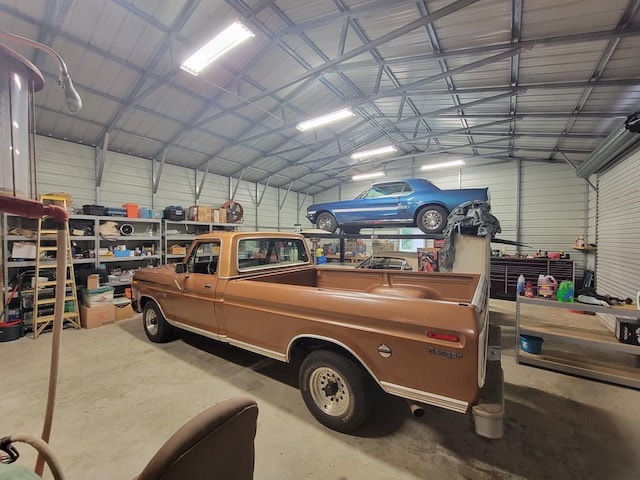 garage featuring metal wall