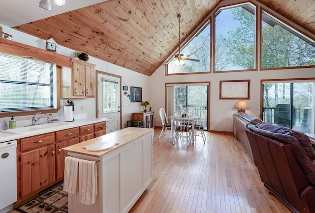 1595 Country Walk, Murphy, NC 28906 - kitchen featuring open floor plan, a sink, wooden counters, dishwasher, and healthy amount of natural light