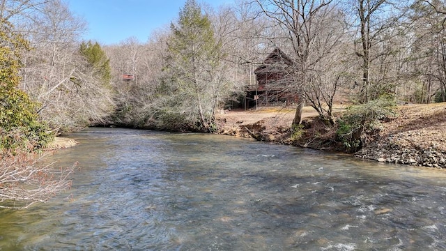 property view of water with a view of trees