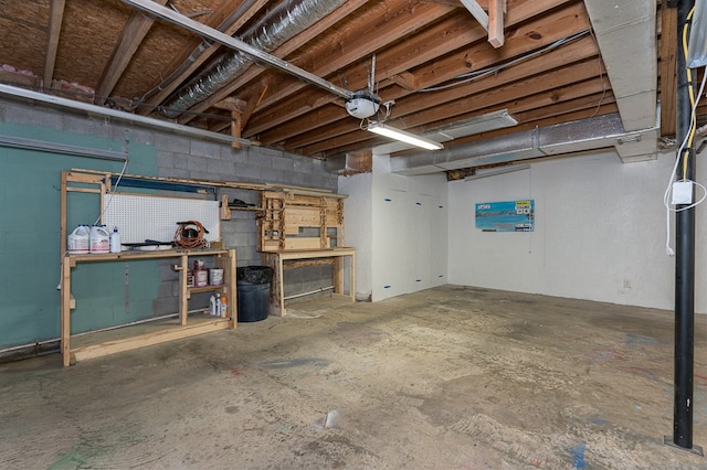 view of unfinished basement