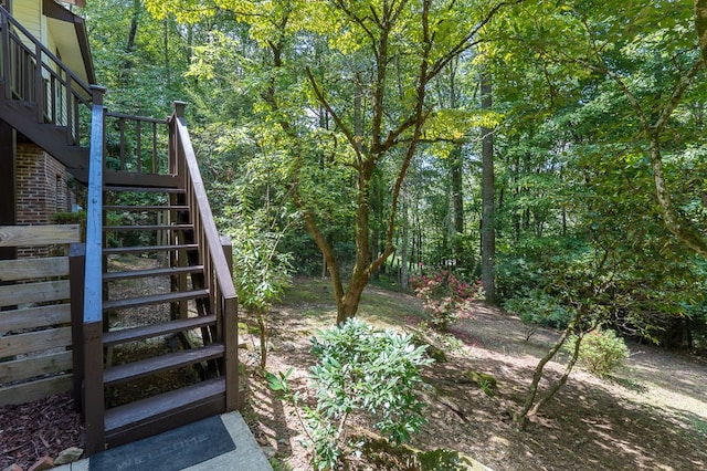 view of yard featuring stairs