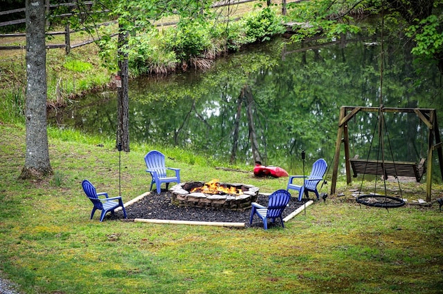 400 Creekside Dr, Mccaysville, GA 30555 - view of grassy yard featuring a fire pit