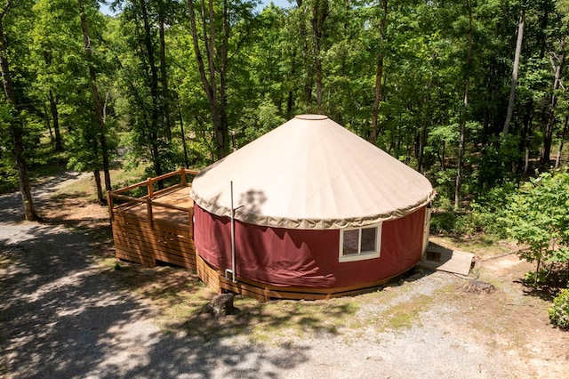 910 Sawyer Cove Rd, Hayesville, NC 28904 - view of outbuilding with a jacuzzi and a wooded view