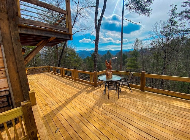 deck with a mountain view