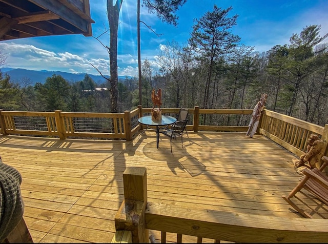 deck featuring a mountain view