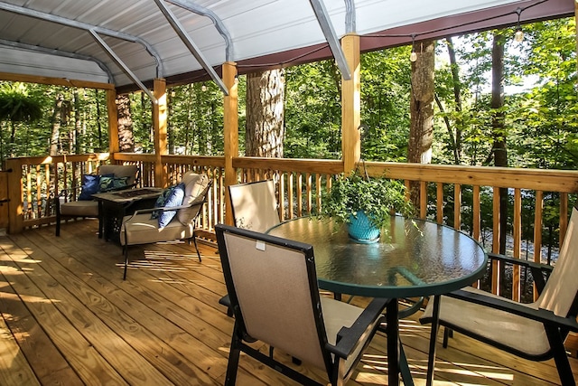85 27th St, Ellijay, GA 30540 - wooden deck with outdoor dining area