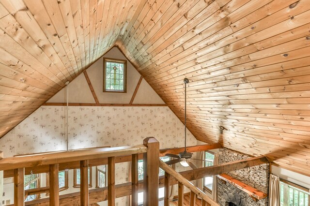 details featuring wood ceiling and ceiling fan