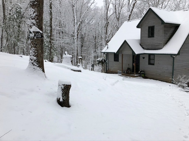 view of yard covered in snow