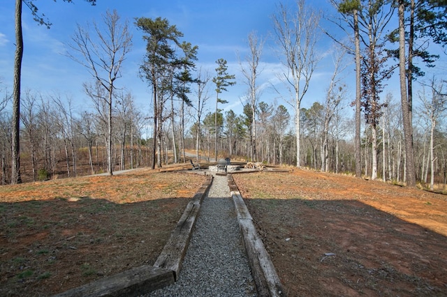 view of road featuring a view of trees