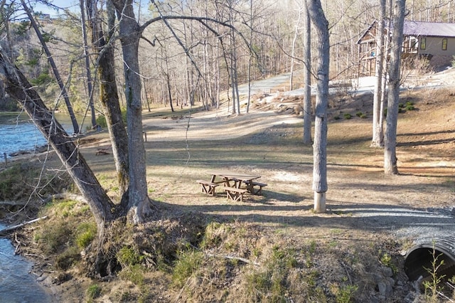 view of yard with a water view