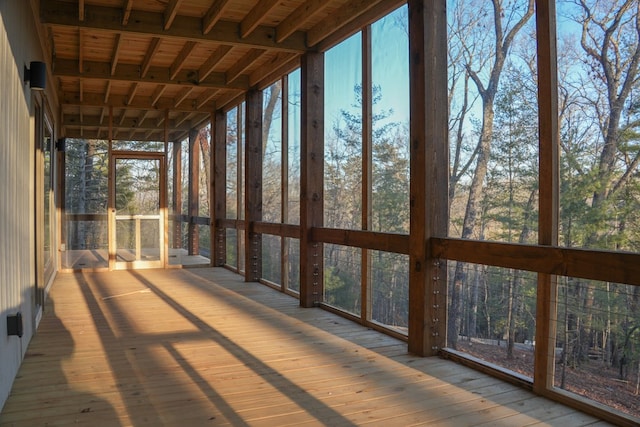 view of unfurnished sunroom