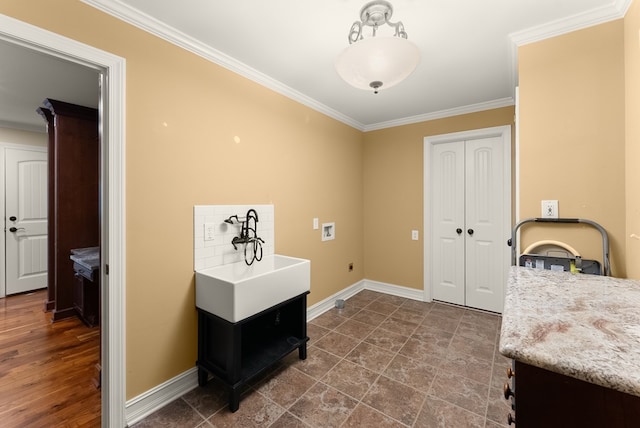802 Old Mill Trl, Ball Ground, GA 30107 - laundry room with washer hookup, ornamental molding, baseboards, and hookup for an electric dryer